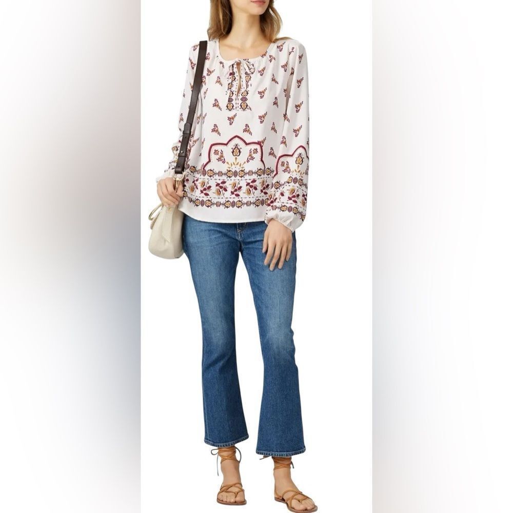 Bobeau Long Sleeve Floral Blouse Size Small Oversized
